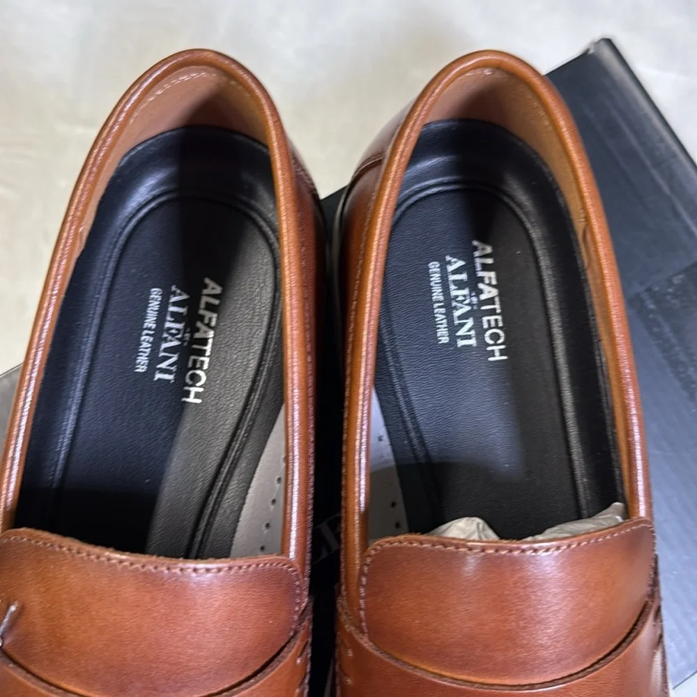 Alfani Men’s Callumm Leather Slip-On Saddle Loafers- Size 10.5 - Burnt Copper